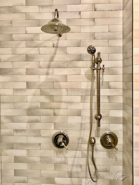 Slim rectangular tile shower installed by Floored by Barrett in the Temple Belton area